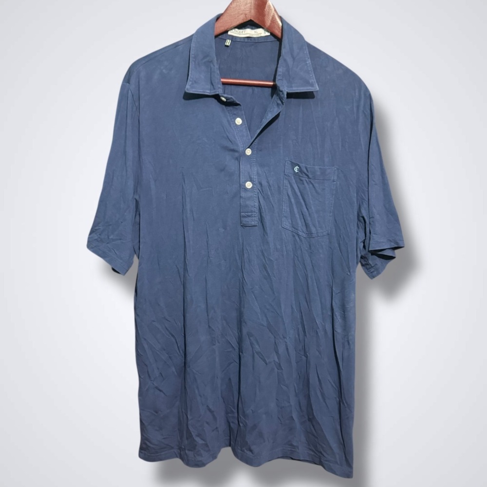 criquet shirts Men's XL solid Blue short sleeve Tennis Pickle Ball 4 Button